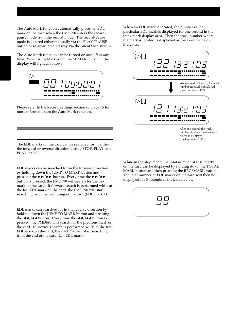 Searching for edl marks, The edl, Auto mark | English | Marantz PMD690 User Manual | Page 26 / 37