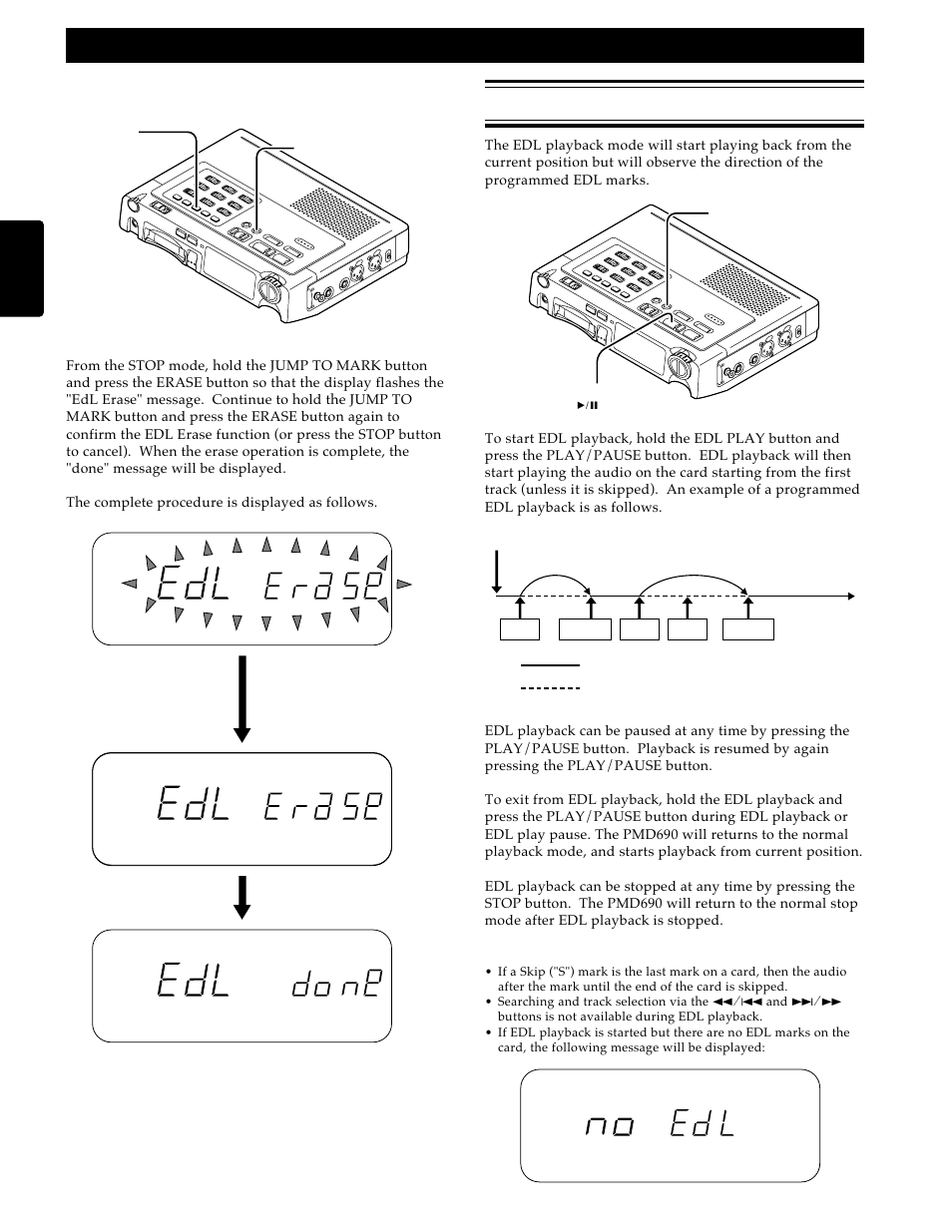 Edl playback, The edl | Marantz PMD690 User Manual | Page 28 / 37