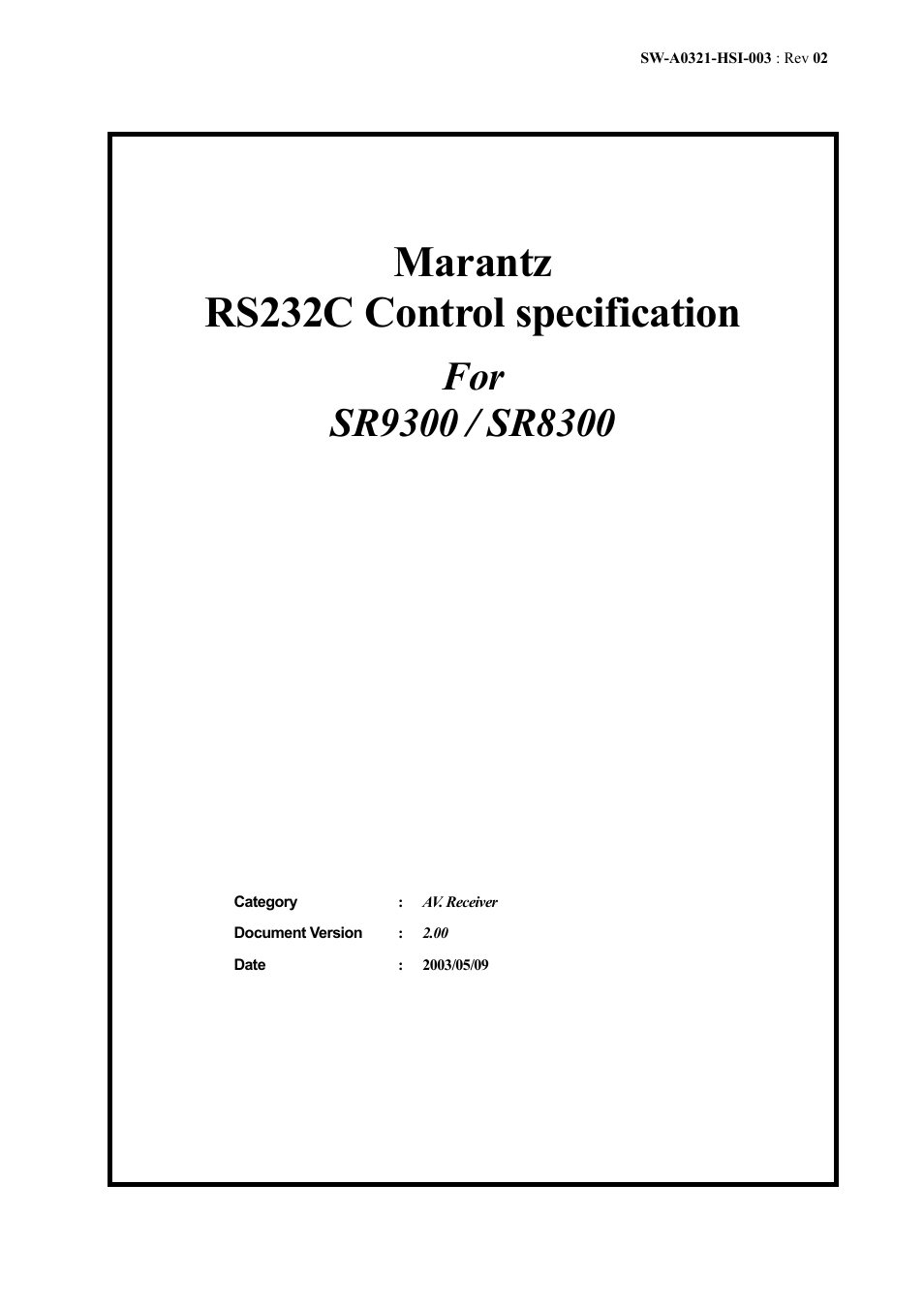 Marantz SR8300 User Manual | 16 pages