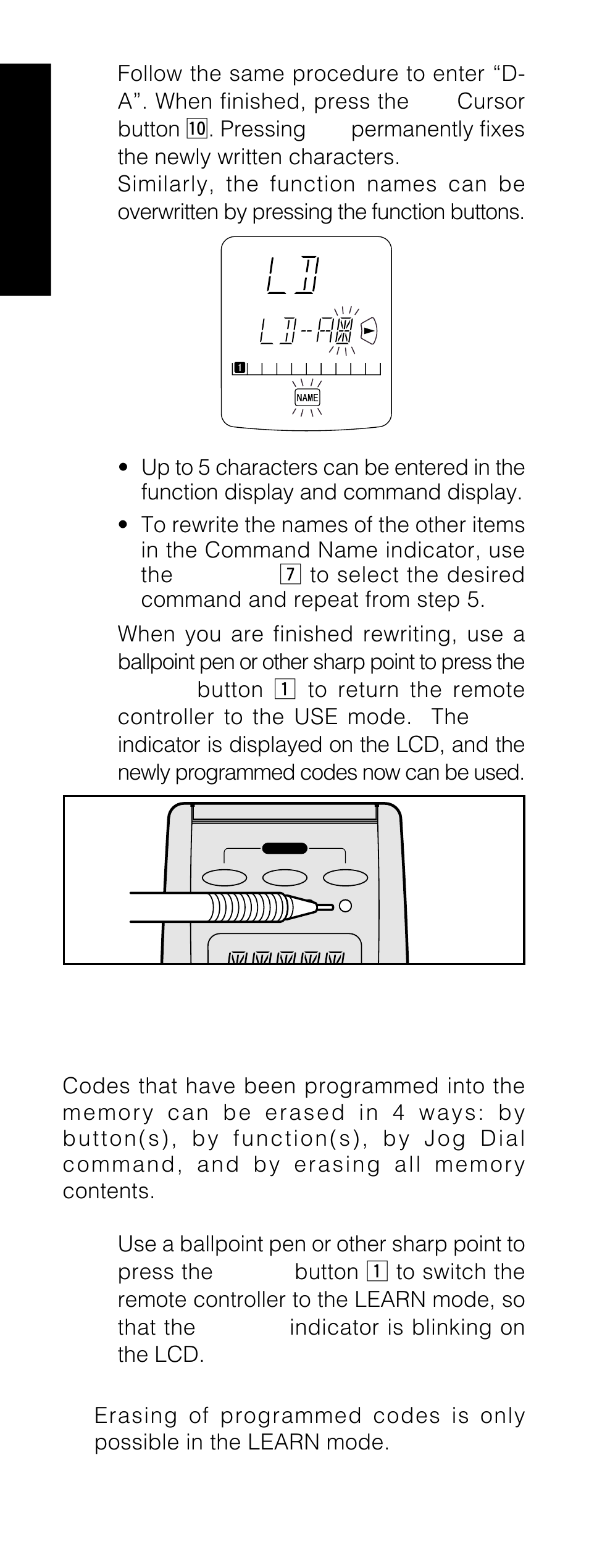 Erasing programmed codes, English | Marantz RC1200 User Manual | Page 17 / 47