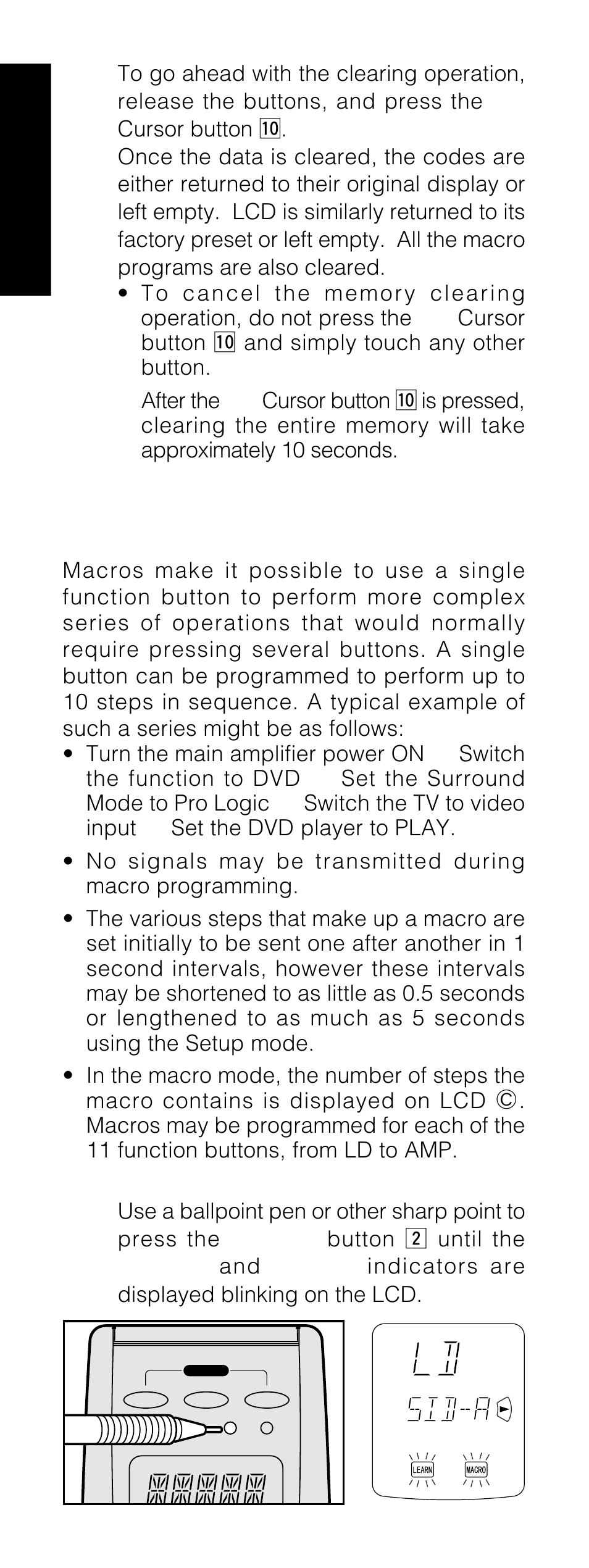 Programming macros, English | Marantz RC1200 User Manual | Page 21 / 47