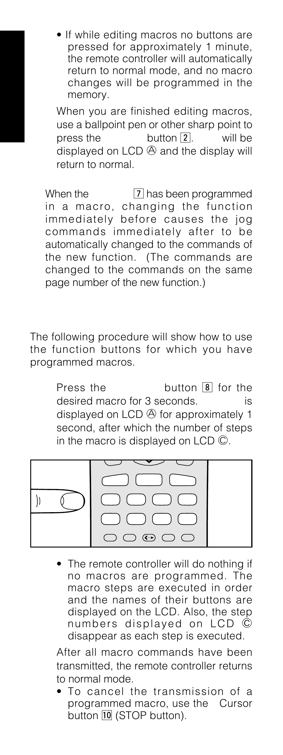 Using macros, English, Cursor button ⁄0 (stop button) | Marantz RC1200 User Manual | Page 25 / 47