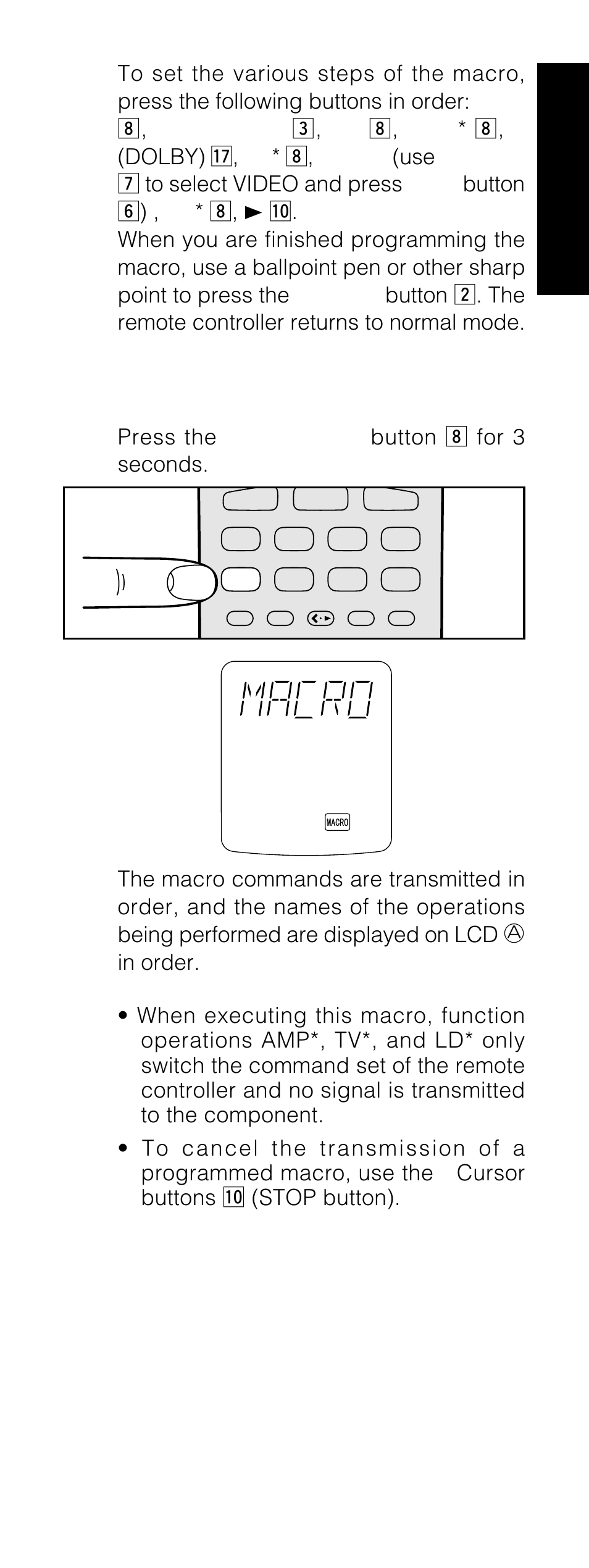 English, Cursor buttons ⁄0 (stop button) | Marantz RC1200 User Manual | Page 28 / 47