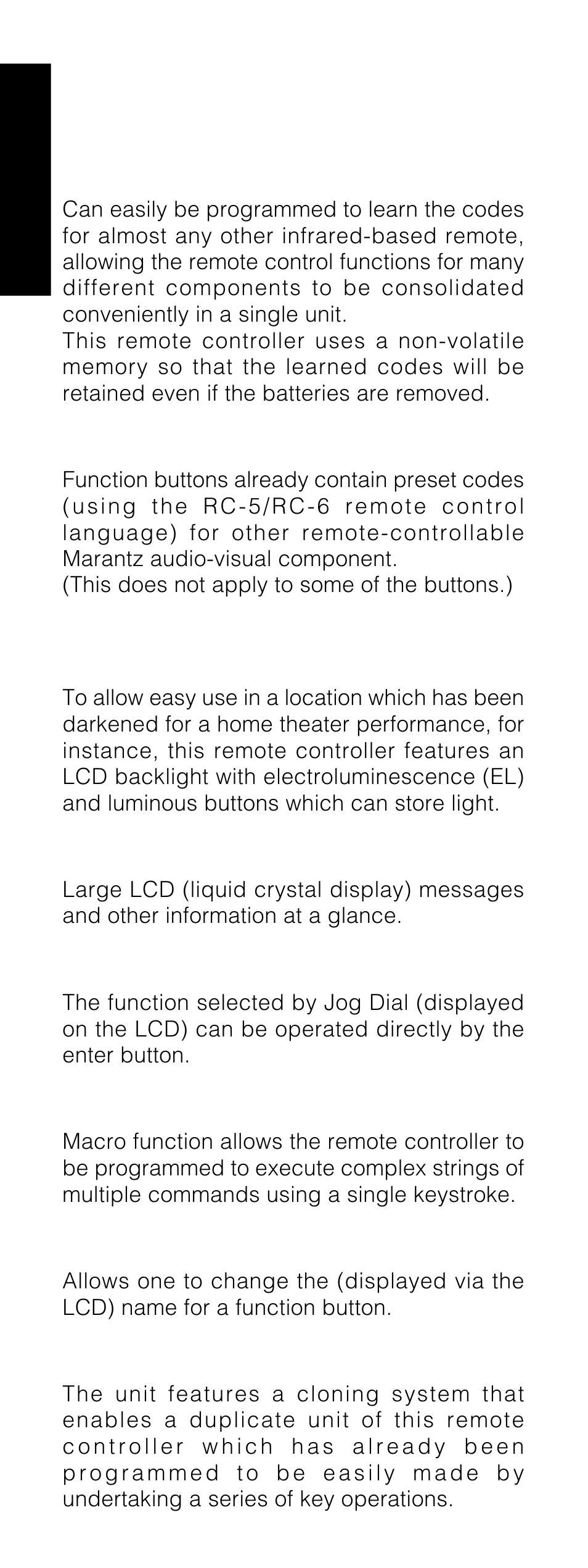 Main features & functions | Marantz RC1200 User Manual | Page 3 / 47