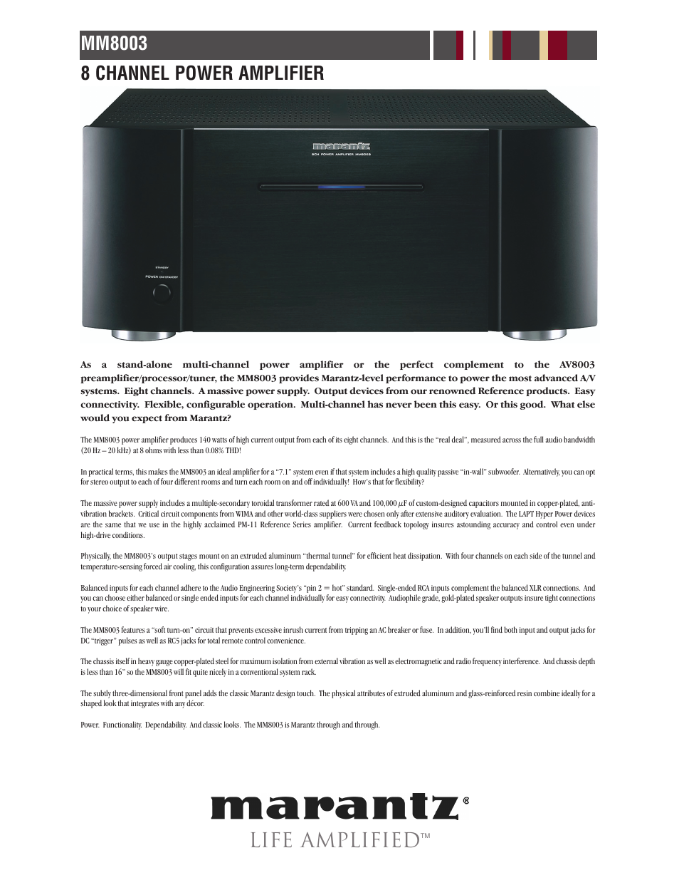 Life amplified | Marantz AV8003 User Manual | Page 4 / 5