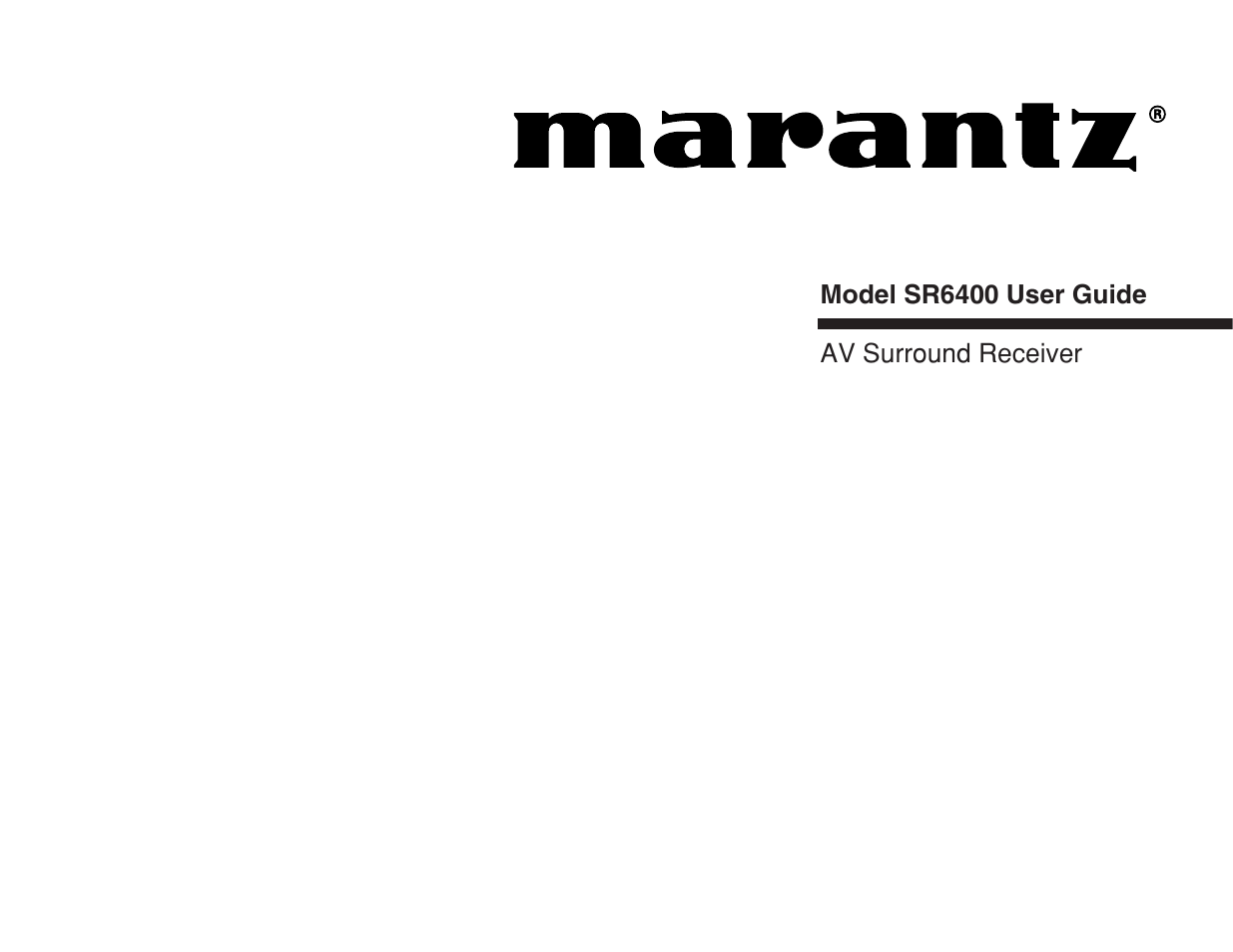 Marantz SR6400 User Manual | 38 pages