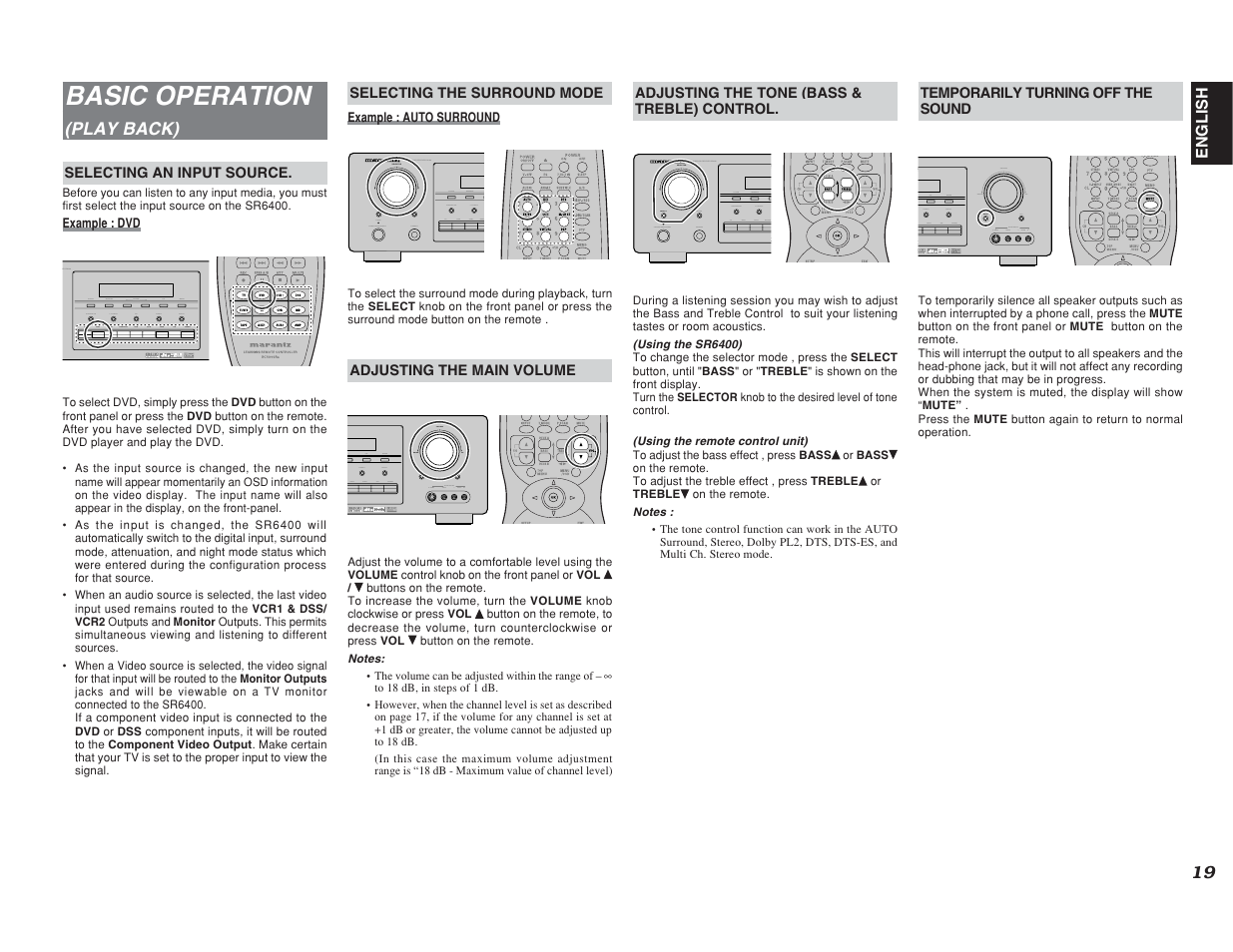 Basic operation | Marantz SR6400 User Manual | Page 22 / 38