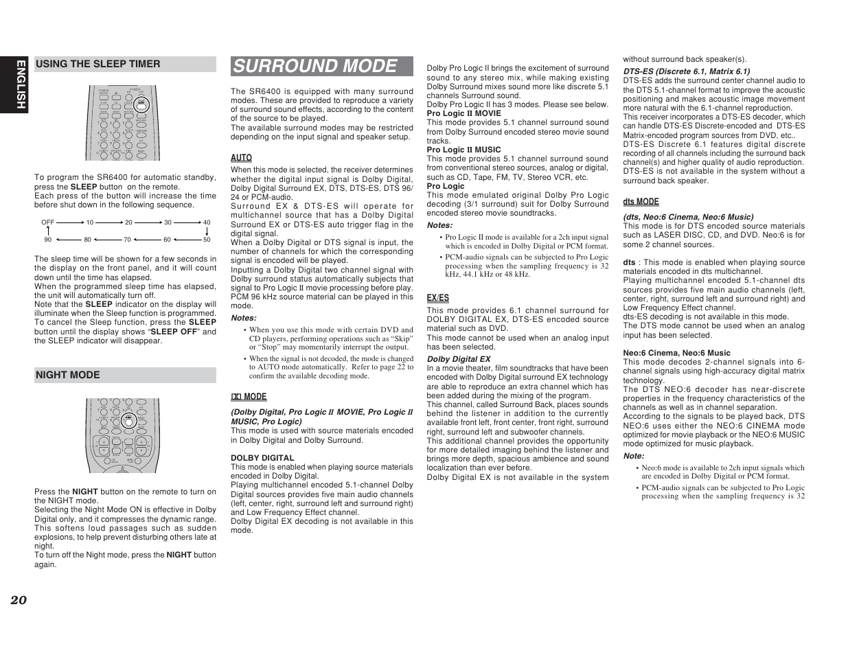 Surround mode | Marantz SR6400 User Manual | Page 23 / 38