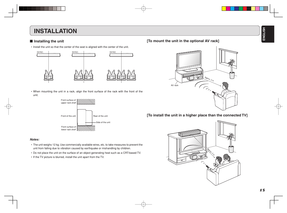 Installation | Marantz ES7001 User Manual | Page 17 / 25
