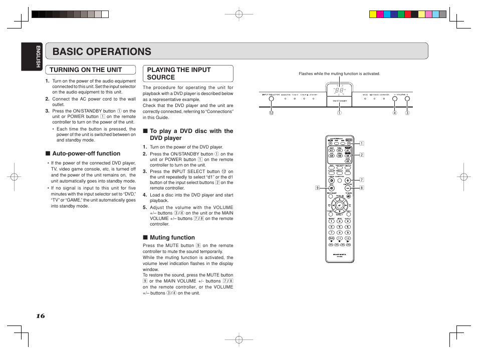 Basic operations | Marantz ES7001 User Manual | Page 18 / 25