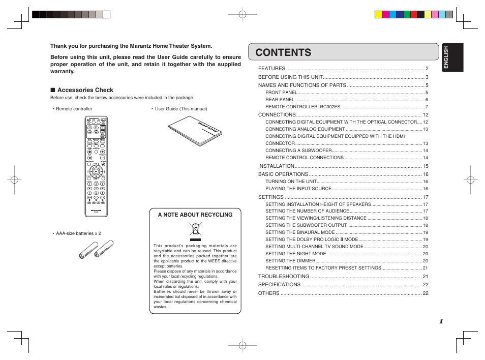 Marantz ES7001 User Manual | Page 3 / 25