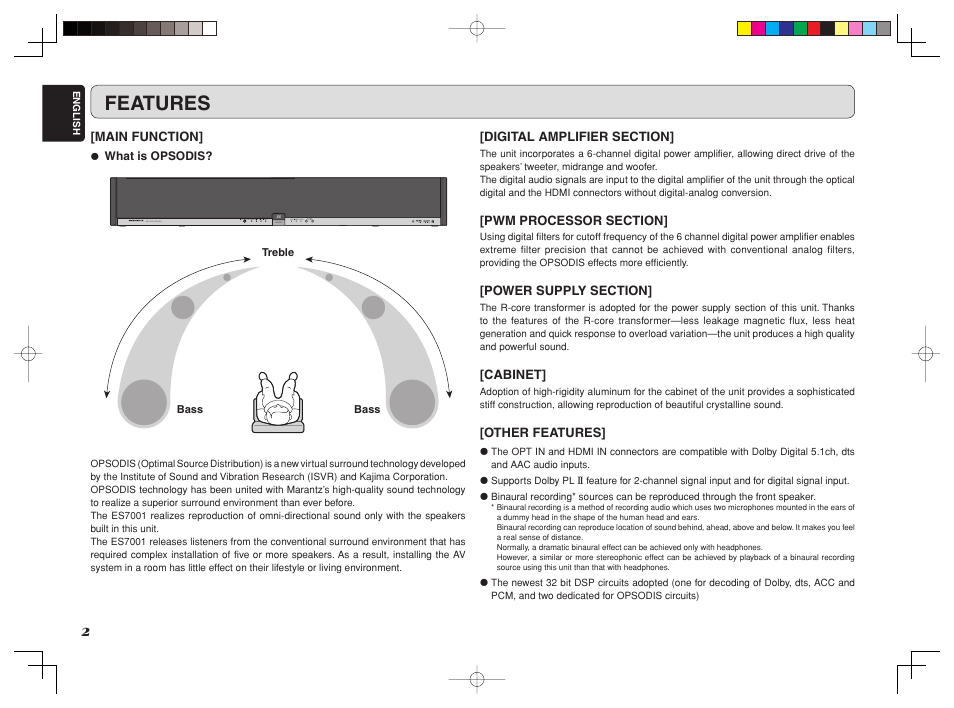 Features | Marantz ES7001 User Manual | Page 4 / 25