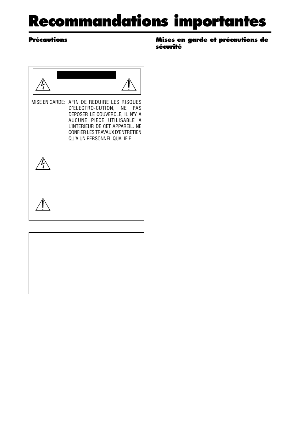 Recommandations importantes | Marantz PD6140D User Manual | Page 5 / 60