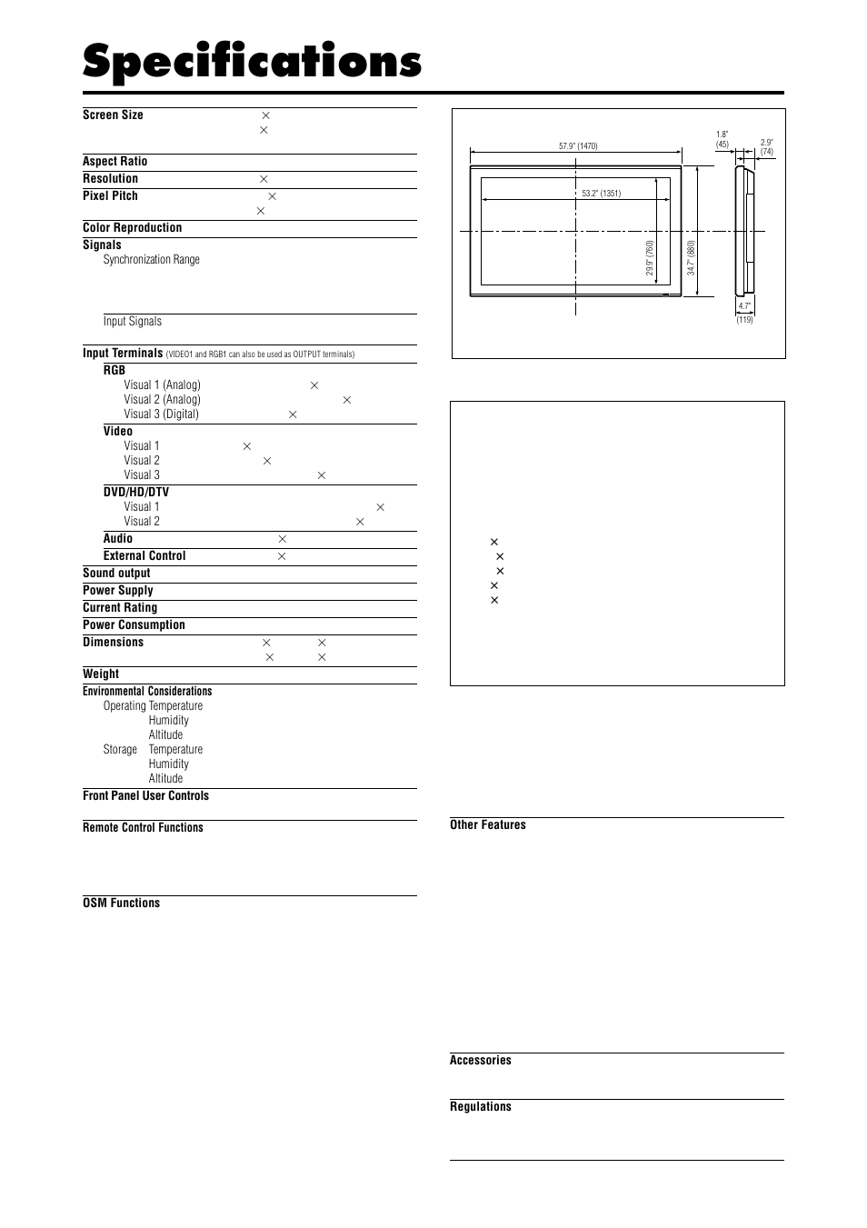 Specifications | Marantz PD6140D User Manual | Page 57 / 60