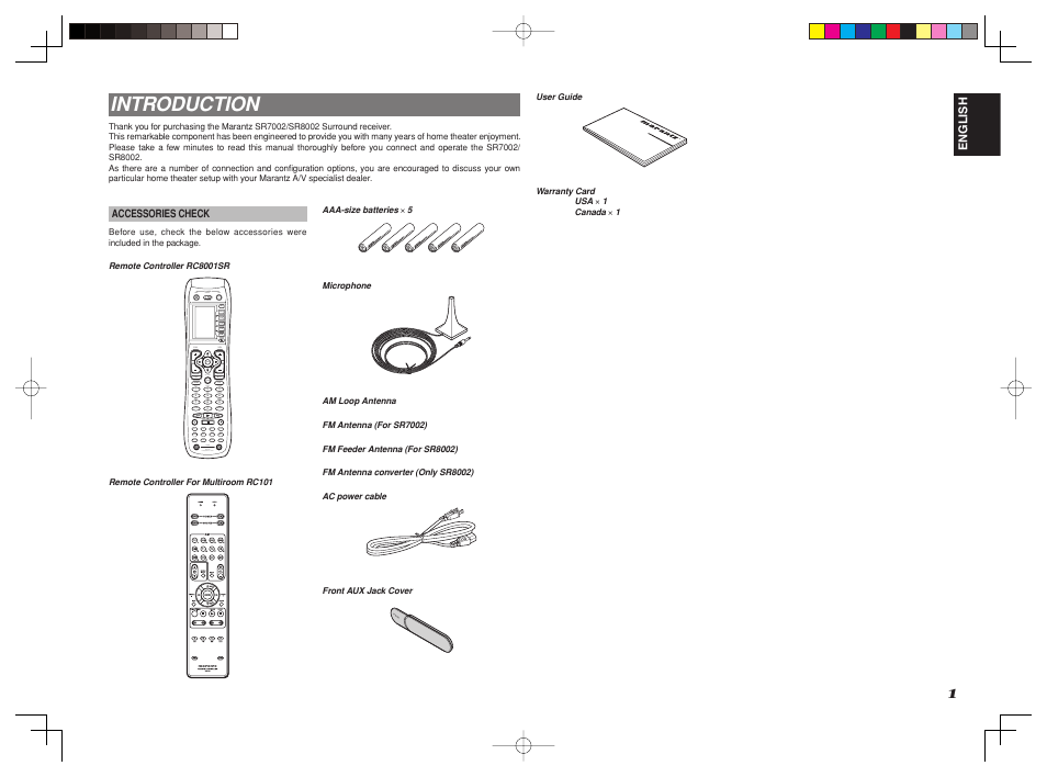 Introduction | Marantz SR8002 User Manual | Page 4 / 94