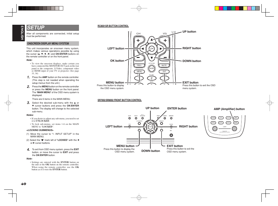 Setup, English | Marantz SR8002 User Manual | Page 43 / 94