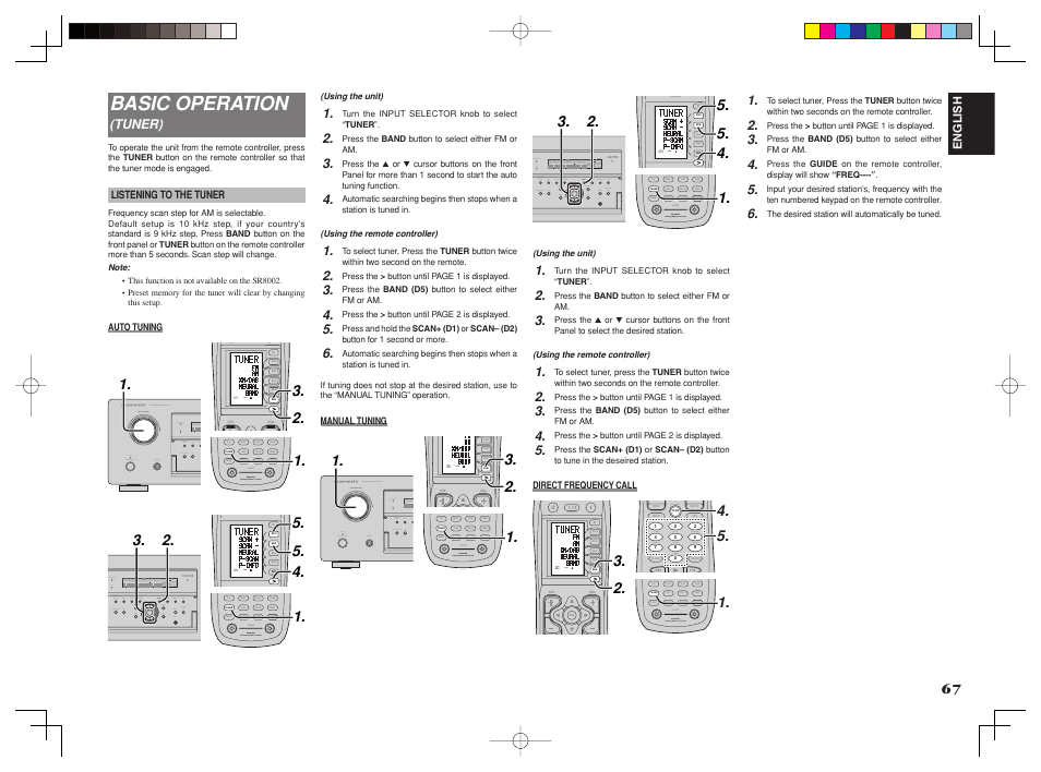 Basic operation, Use page 2 | Marantz SR8002 User Manual | Page 70 / 94