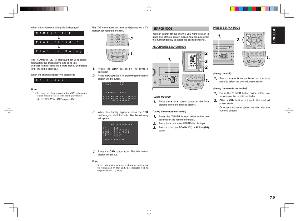 Test ch.sel surr disp osd, Use page 2, Lip.sync | Marantz SR8002 User Manual | Page 78 / 94