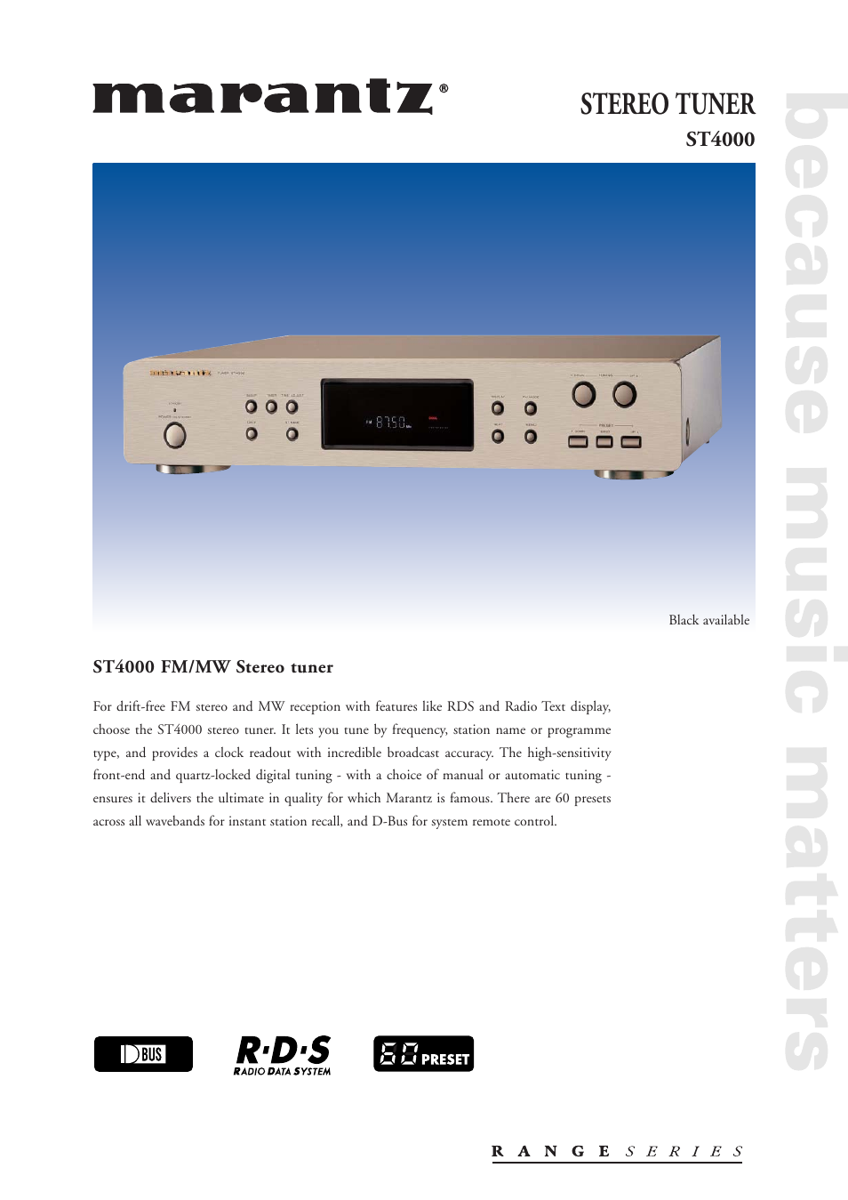 Marantz STEREO TUNER ST4000 User Manual | 4 pages