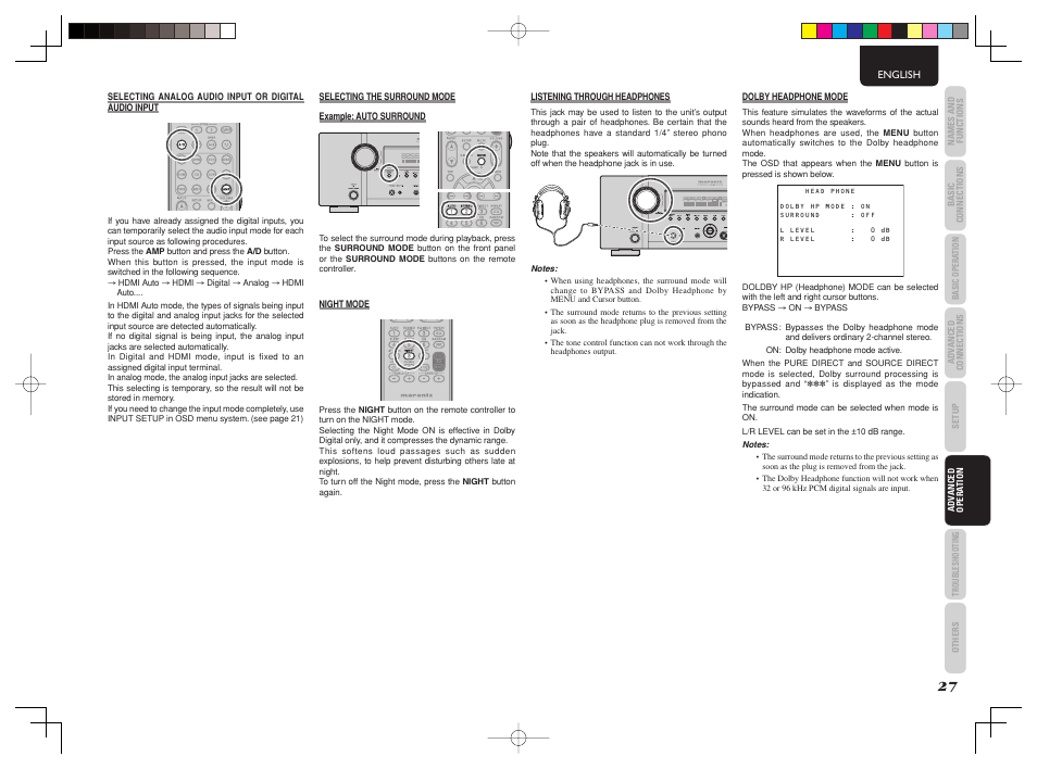 Disp multi auto tuned sleep surr auto direct | Marantz SR4003 User Manual | Page 31 / 50