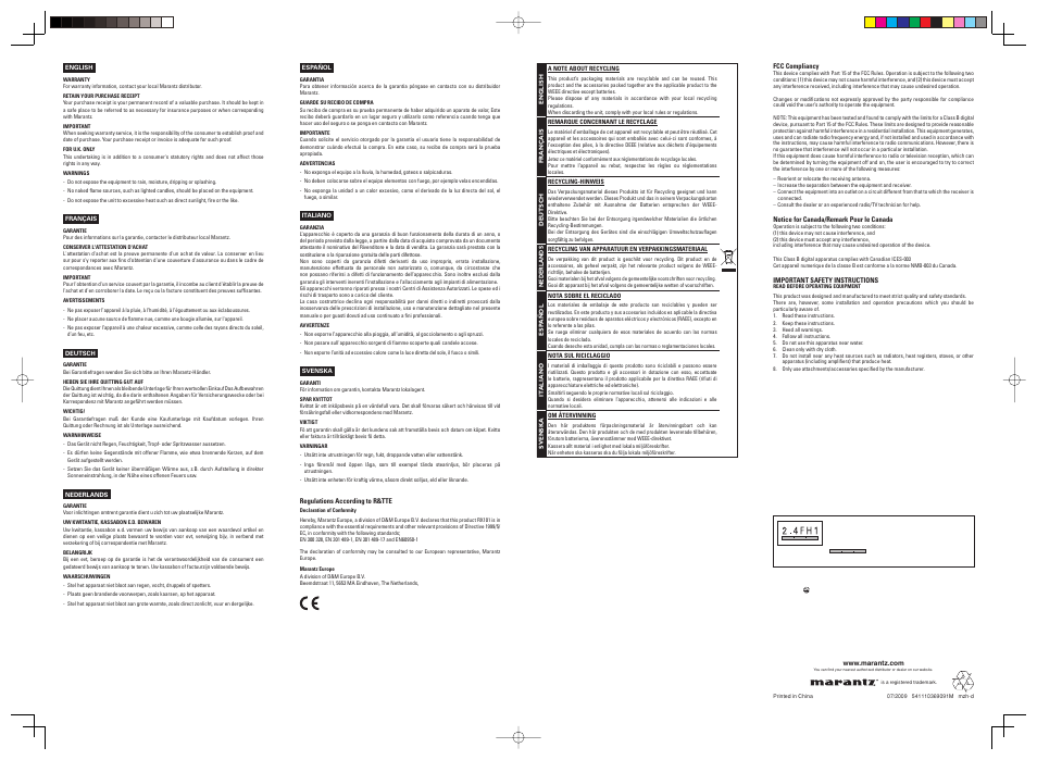 Marantz RX101 User Manual | Page 4 / 4