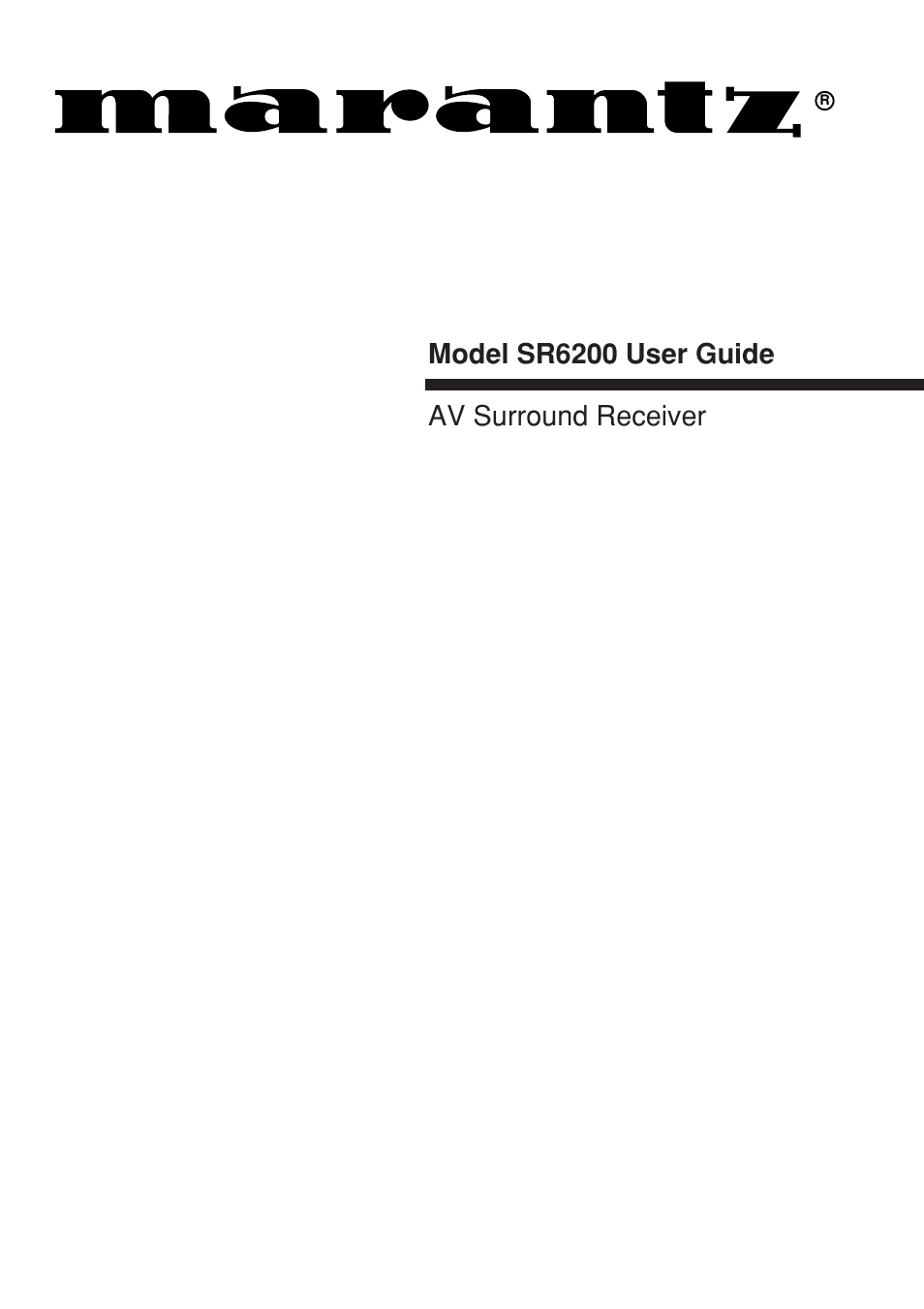 Marantz SR6200 User Manual | 31 pages