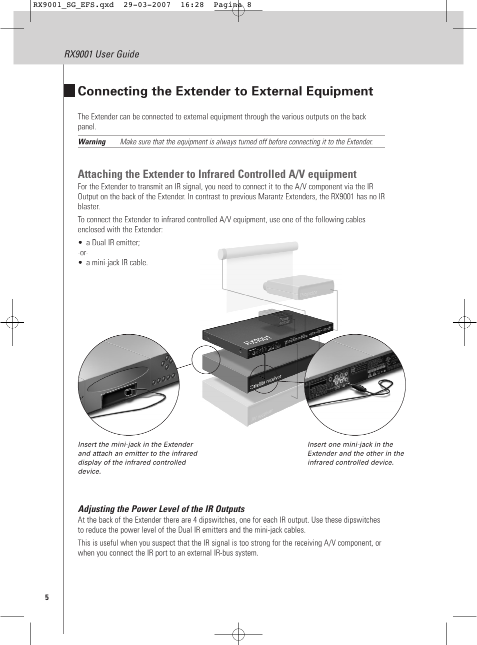 Connecting the extender to external equipment | Marantz RX9001 User Manual | Page 8 / 25