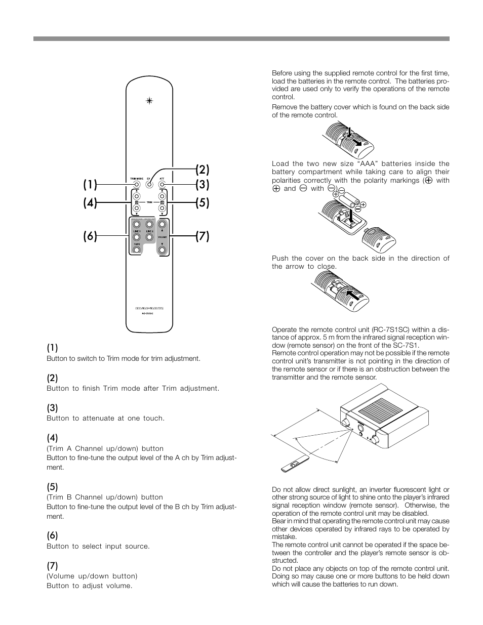 For using the remote control, Name and function remote controller | Marantz SC-7S1 User Manual | Page 17 / 25