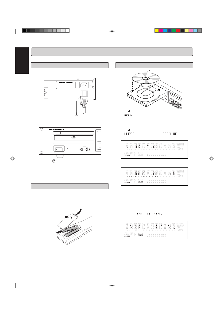 Using the recorder, English, Inserting discs | Switching on and off, Using the remote control | Marantz CDR631 User Manual | Page 14 / 33