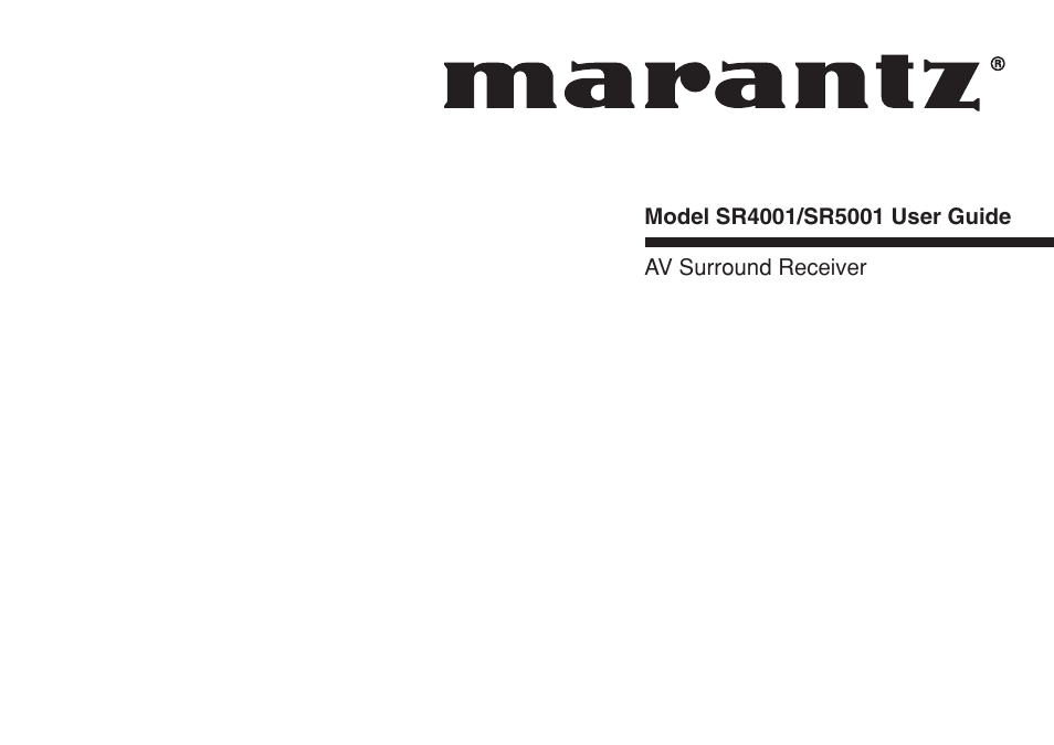 Marantz SR4001 User Manual | 51 pages