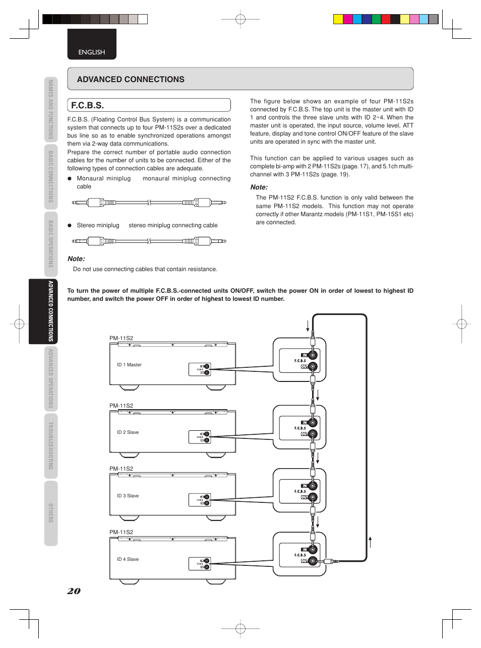 F.c.b.s, Advanced connections | Marantz PM-11S2 User Manual | Page 26 / 35