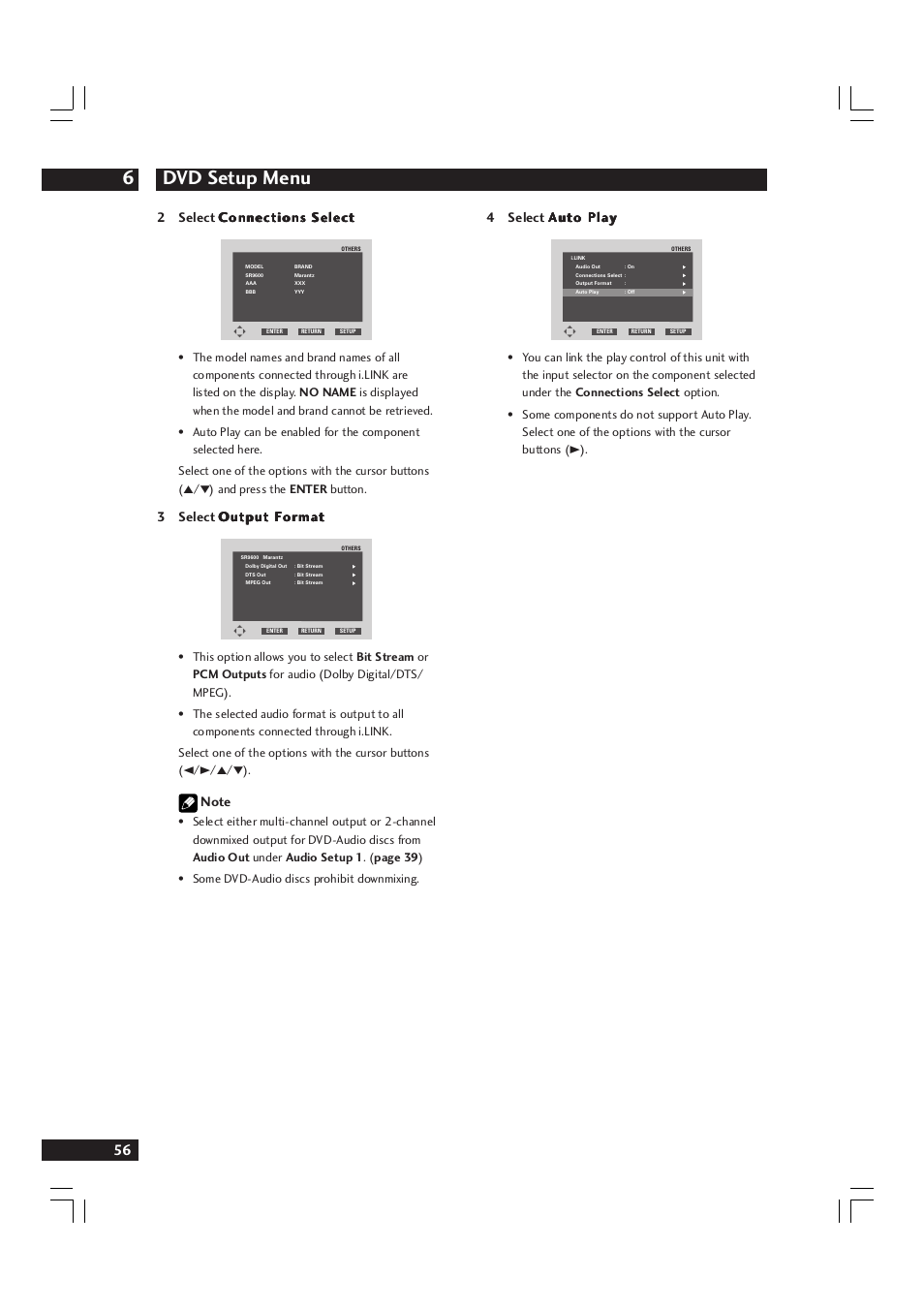 Dvd setup menu 6 | Marantz DV9600 User Manual | Page 56 / 68