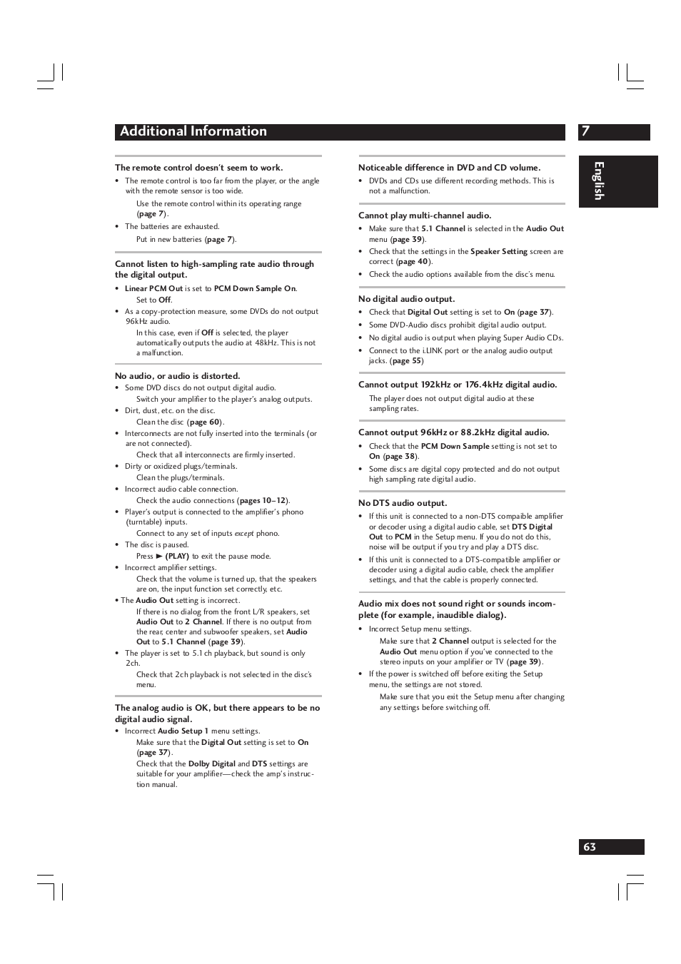 7additional information, English | Marantz DV9600 User Manual | Page 63 / 68