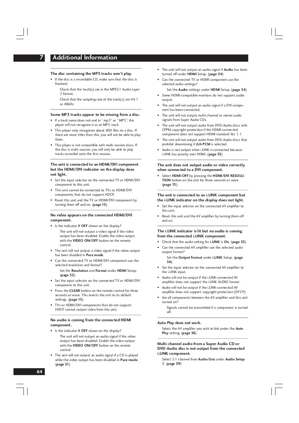 Additional information 7 | Marantz DV9600 User Manual | Page 64 / 68