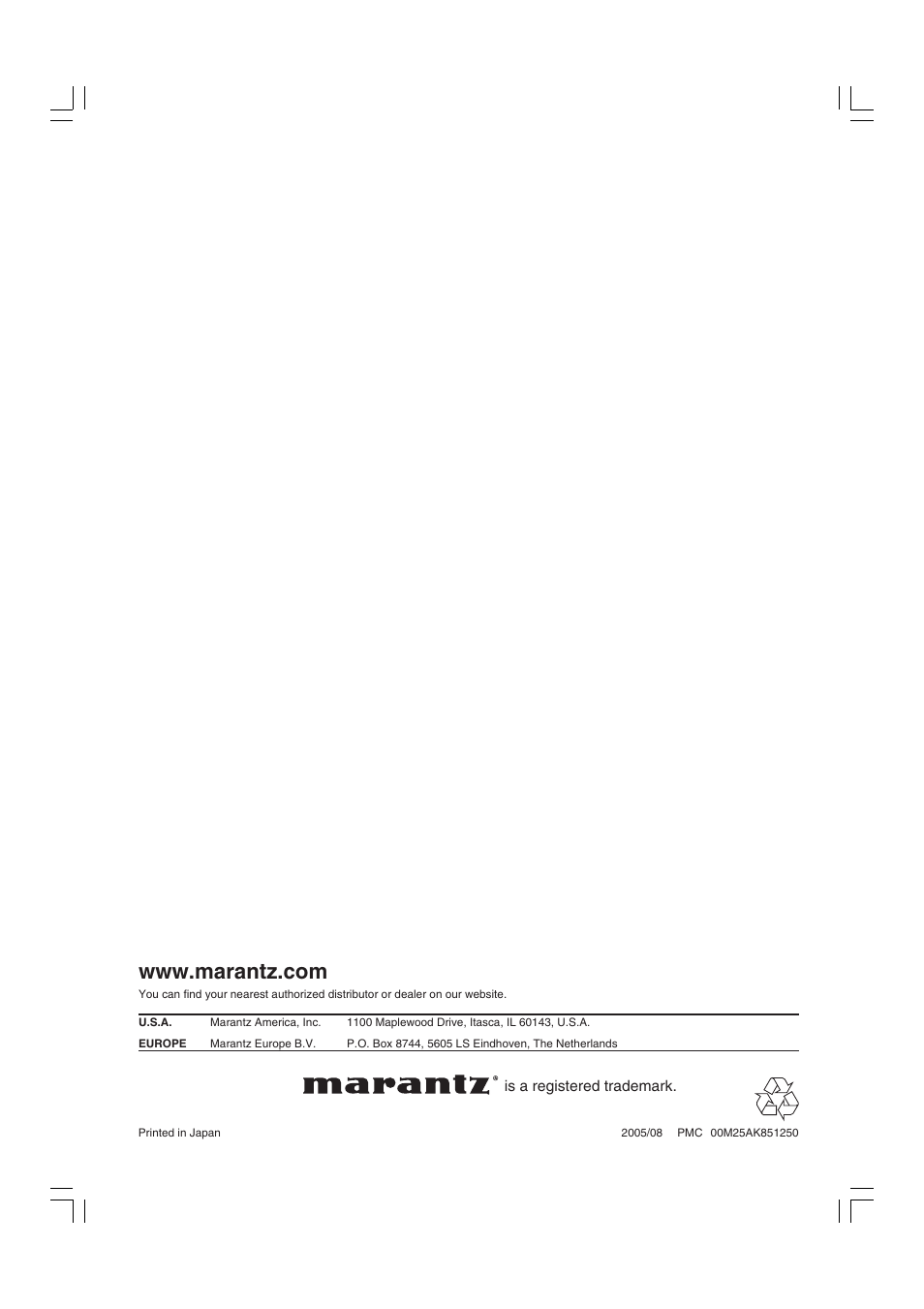 Marantz DV9600 User Manual | Page 68 / 68