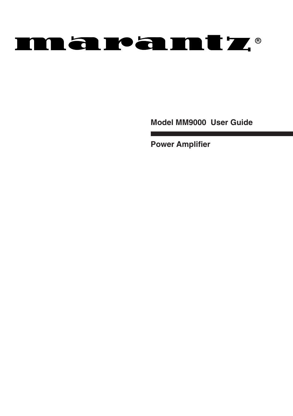 Marantz MM9000 User Manual | 9 pages