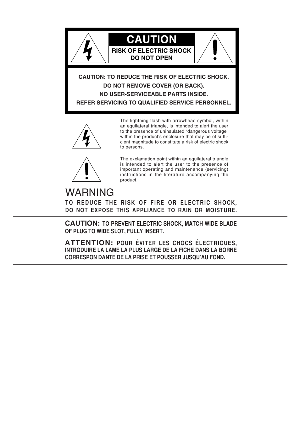 Caution, Warning, Attention | Marantz MM9000 User Manual | Page 2 / 9