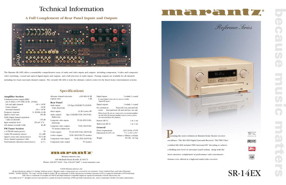 Marantz SR-14EX User Manual | 1 page