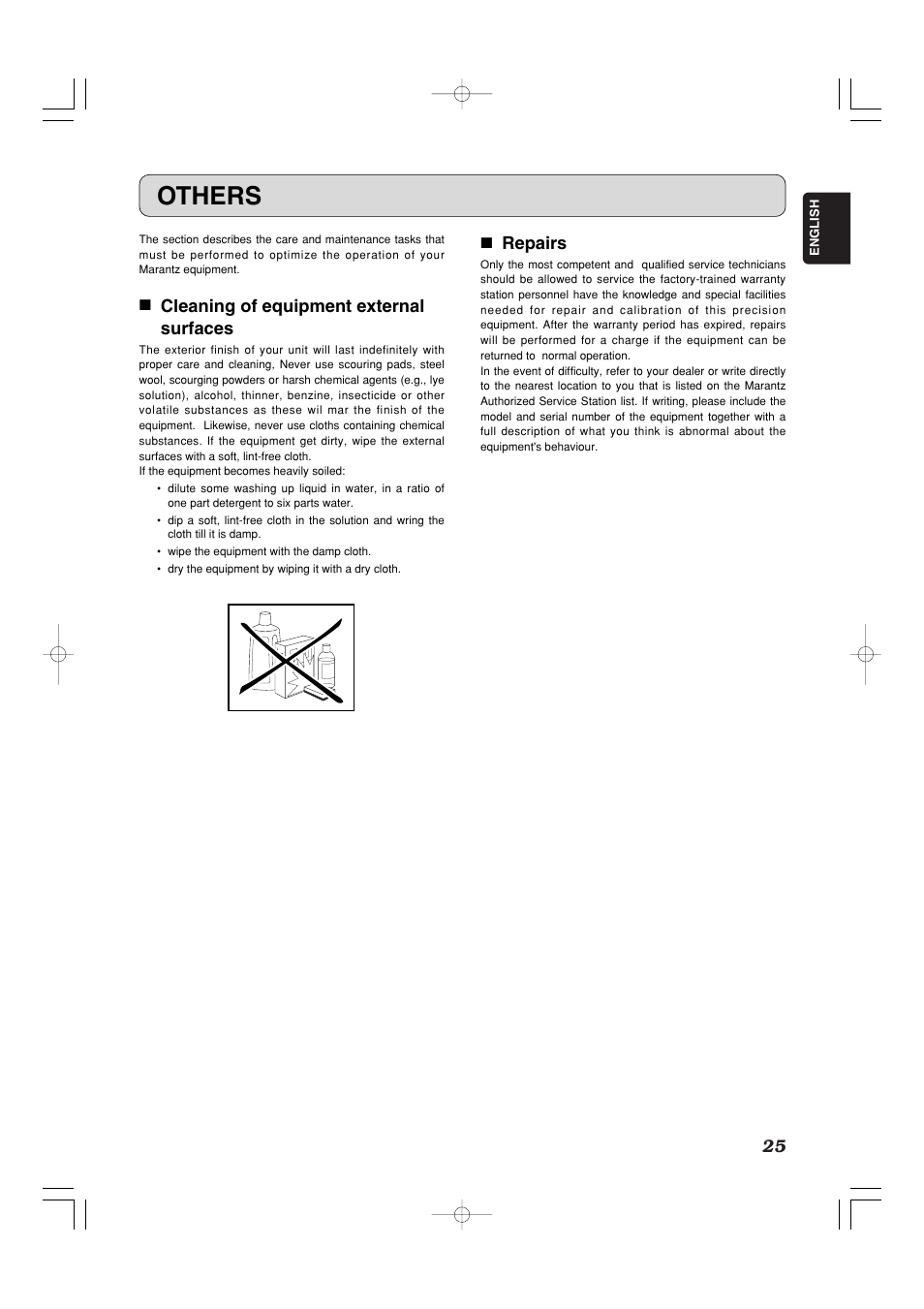 Others, 7 cleaning of equipment external surfaces, 7 repairs | Marantz ST7001 User Manual | Page 29 / 30