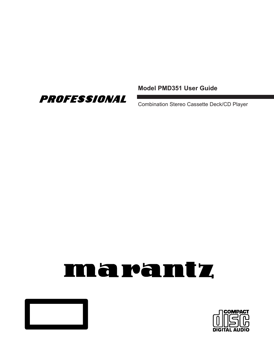 Marantz PMD351 User Manual | 27 pages