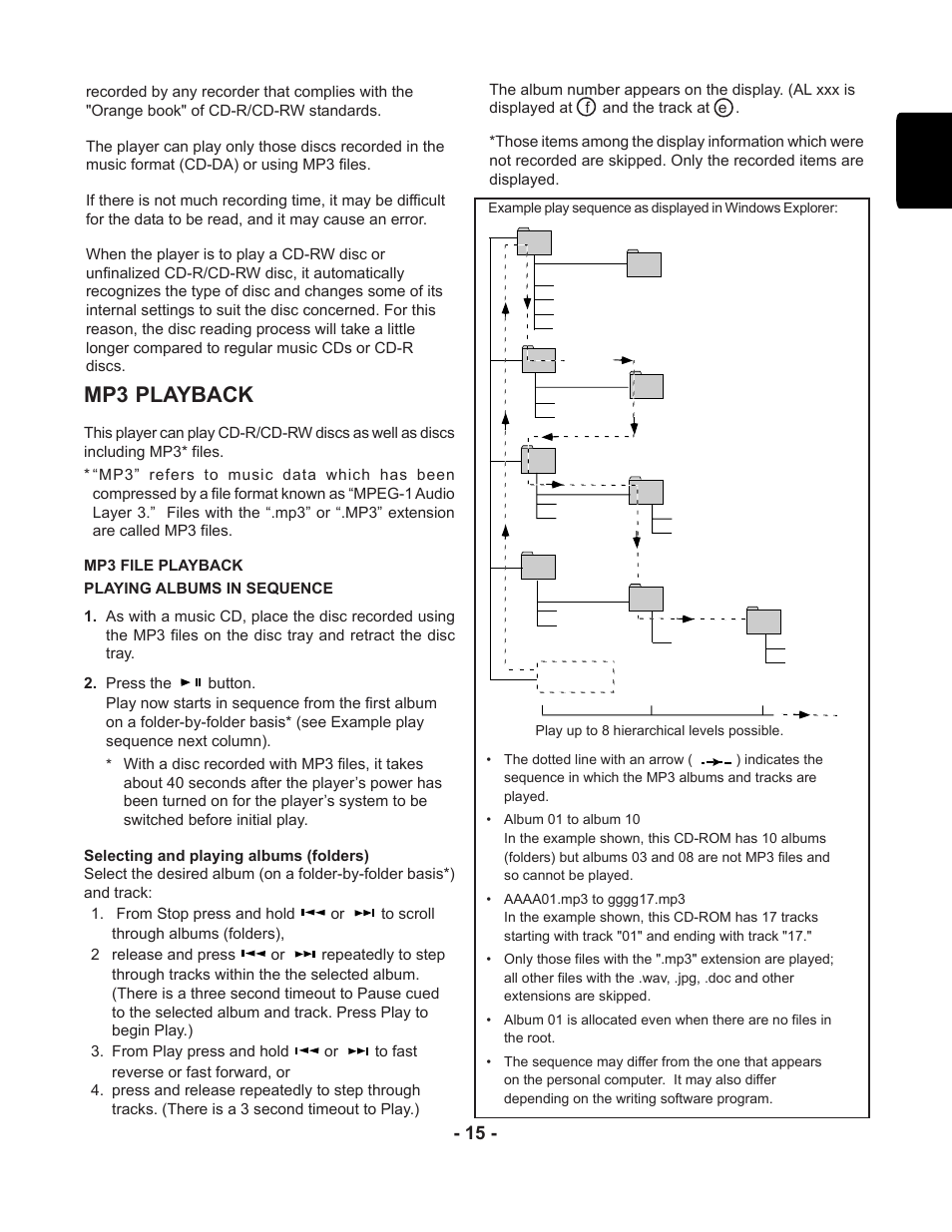 Mp3 playback, English - 15 | Marantz PMD351 User Manual | Page 15 / 27