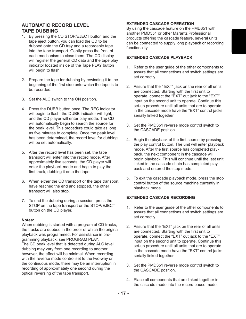 Marantz PMD351 User Manual | Page 17 / 27