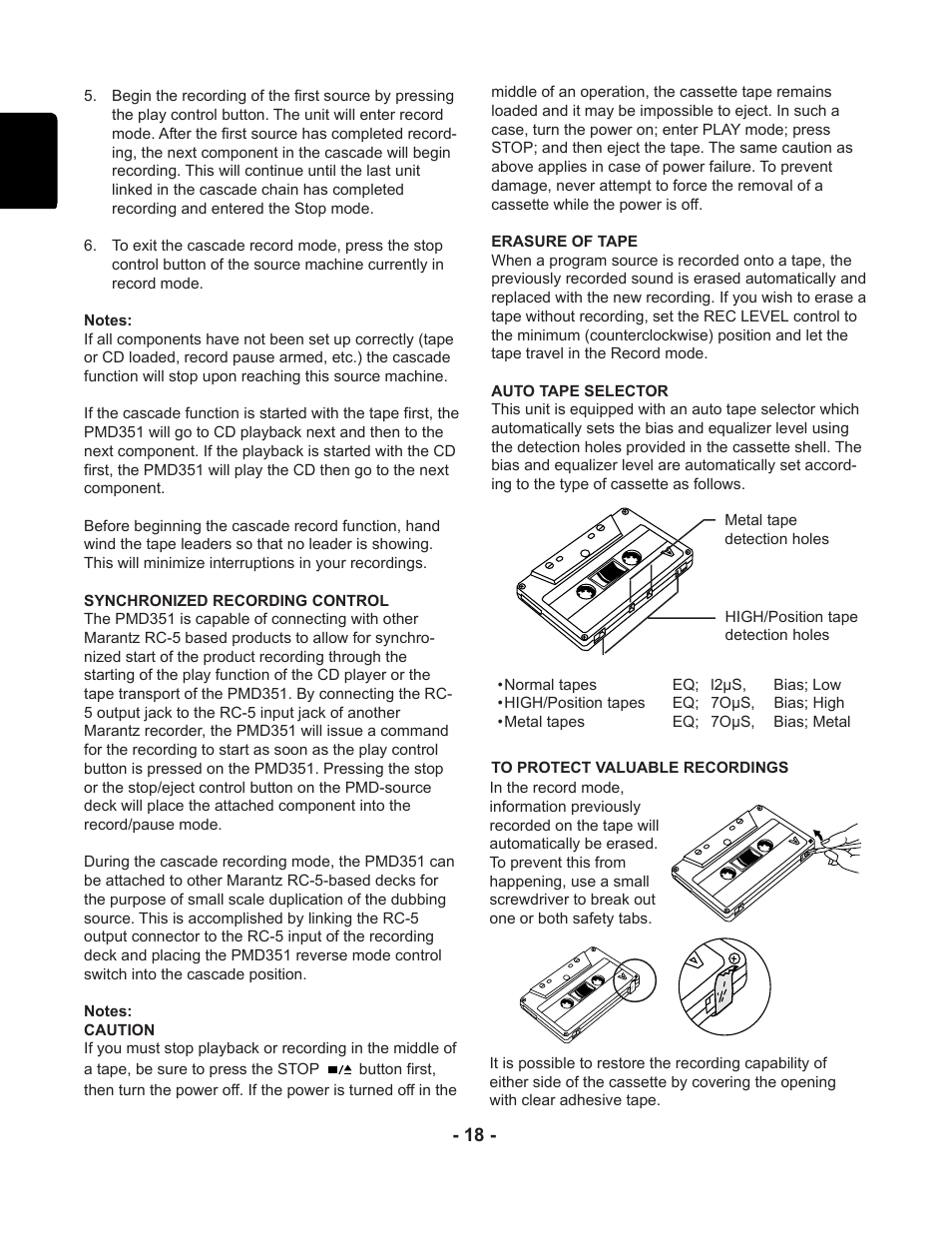 Marantz PMD351 User Manual | Page 18 / 27