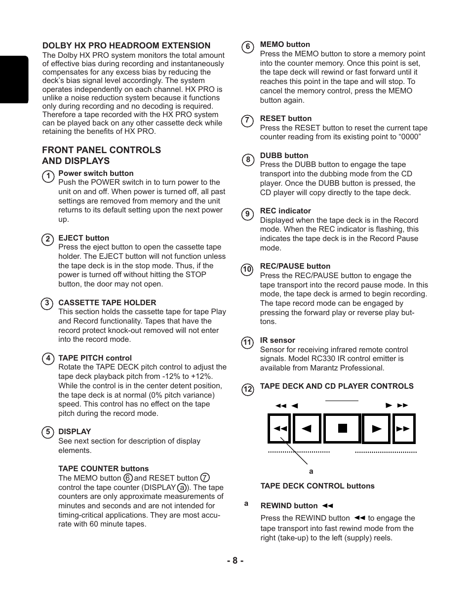 Marantz PMD351 User Manual | Page 8 / 27