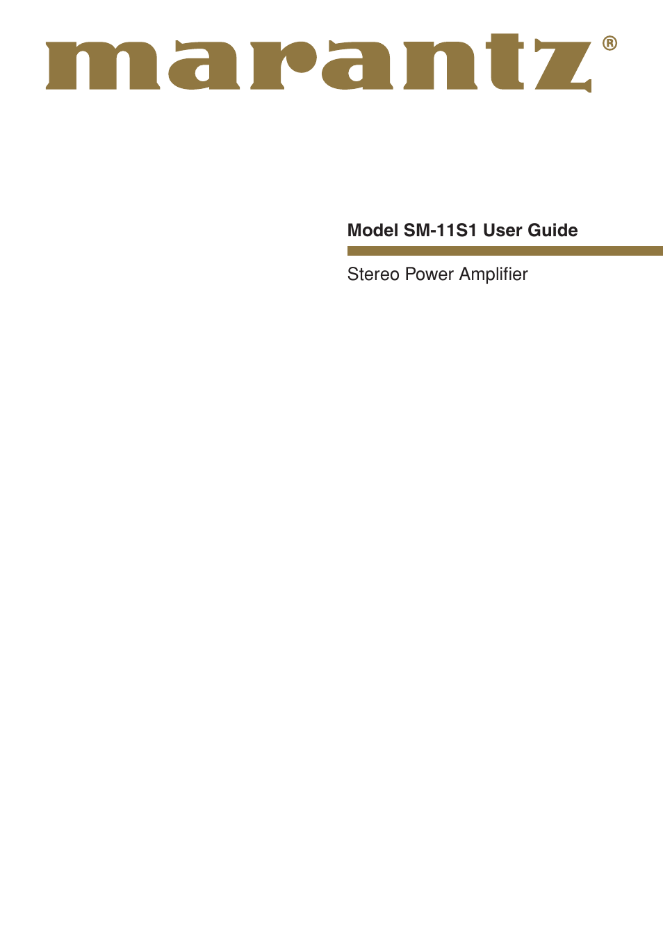 Marantz SM-11S1 User Manual | 31 pages