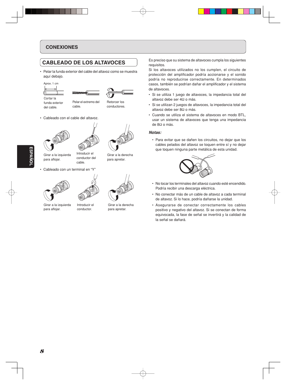 Cableado de los altavoces, Conexiones | Marantz SM-11S1 User Manual | Page 14 / 31