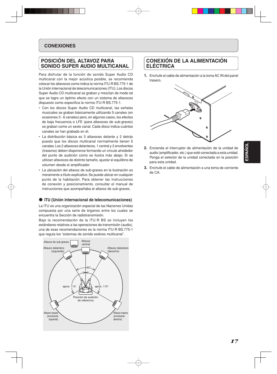 Conexión de la alimentación eléctrica, Conexiones | Marantz SM-11S1 User Manual | Page 23 / 31