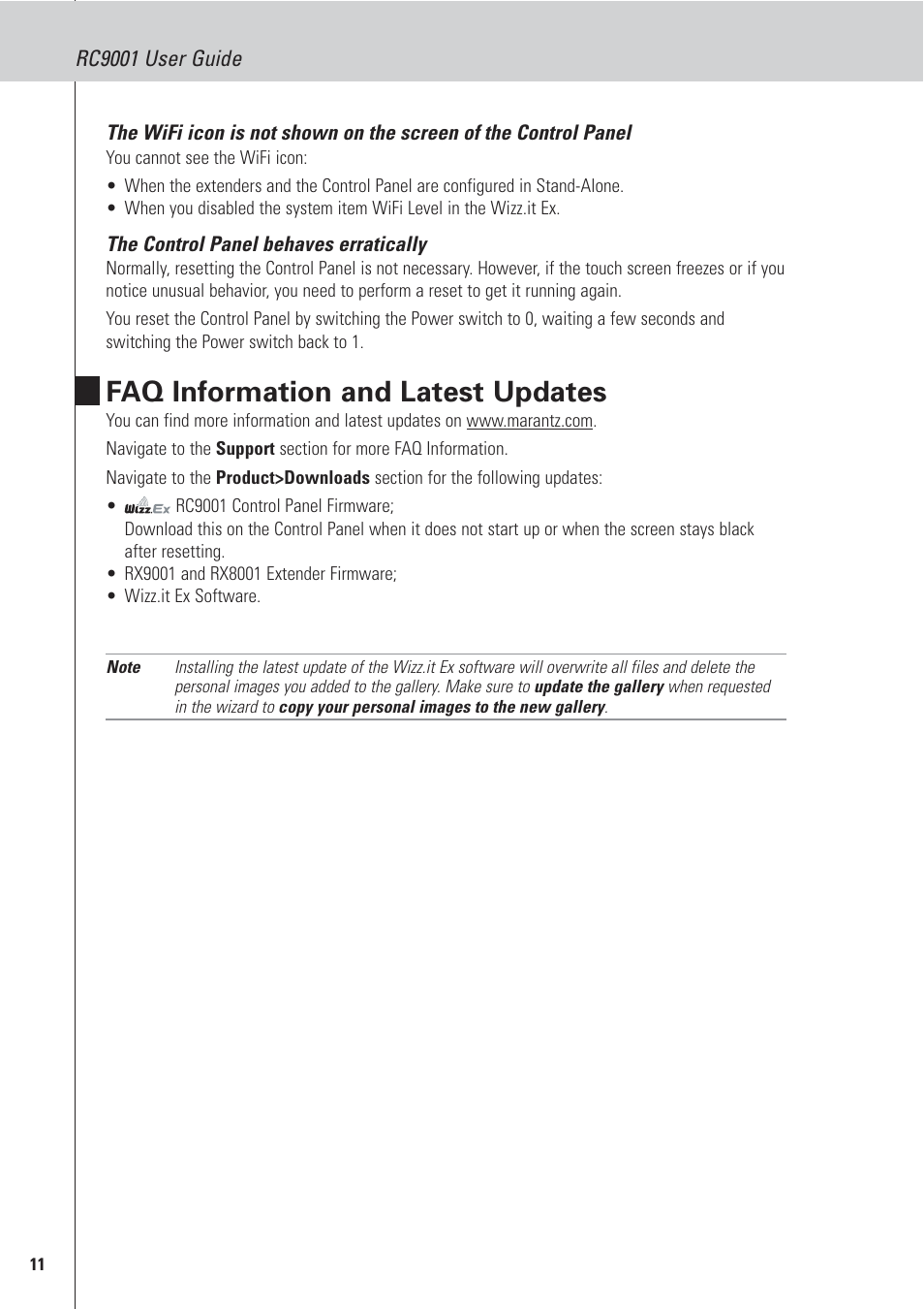 Faq information and latest updates, Rc9001 user guide | Marantz RC9001 User Manual | Page 14 / 20