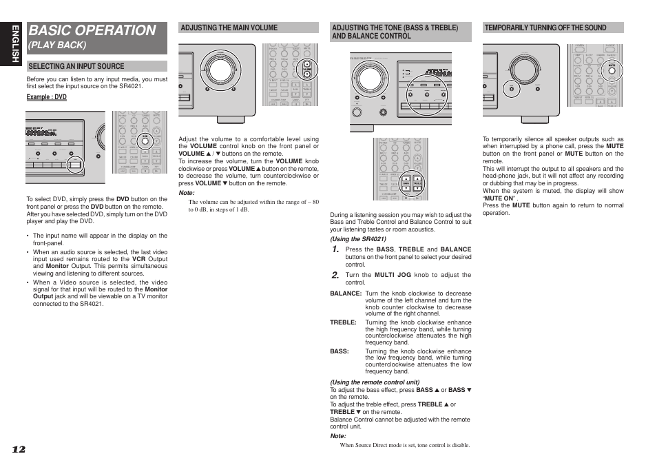 Basic operation | Marantz SR4021 User Manual | Page 16 / 23
