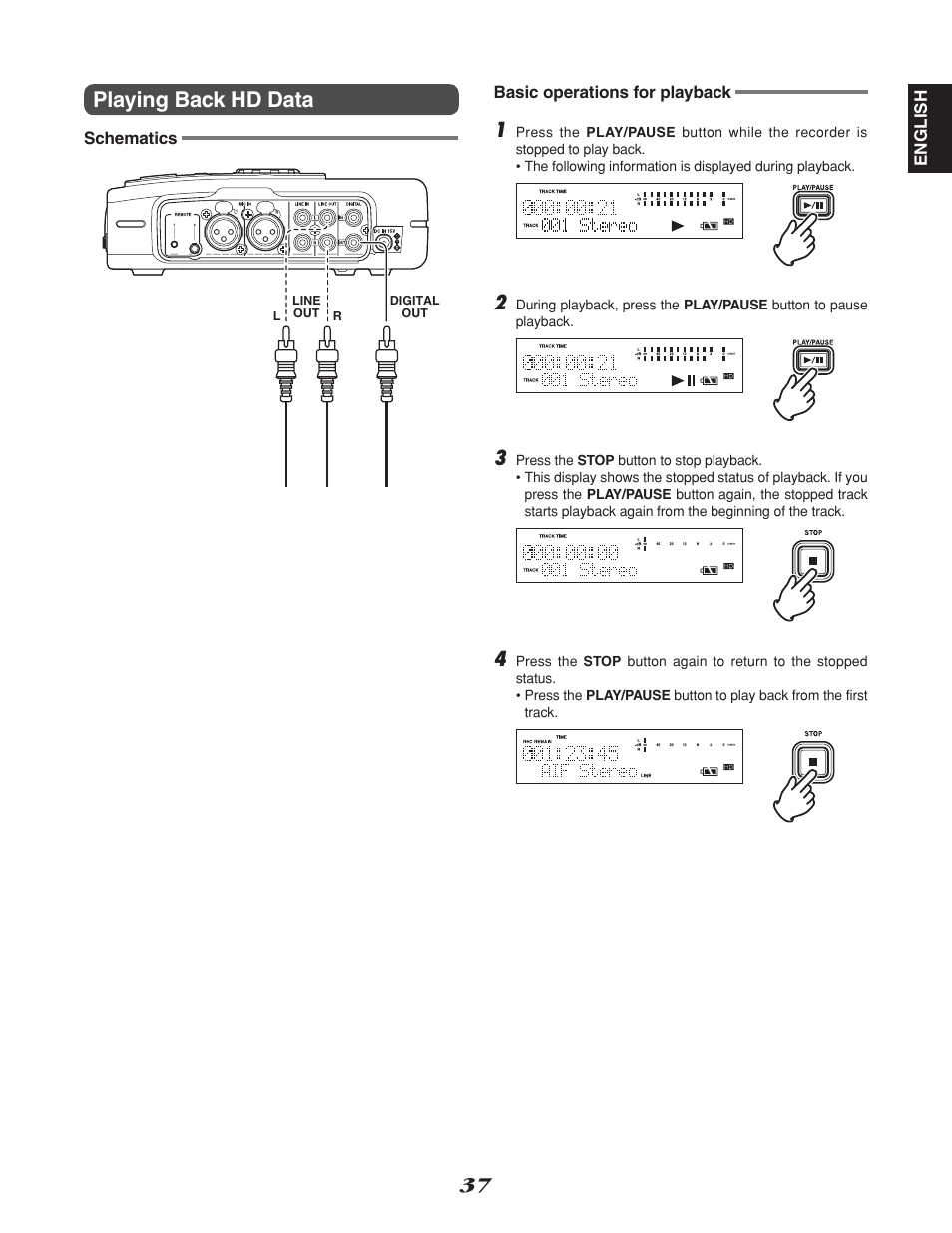 Playing back hd data | Marantz CDR310 User Manual | Page 45 / 59